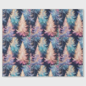 Blue Pink Gold Light Trees Moderne Weihnachten Geschenkpapier (Flach)