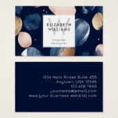Blue Pink Gold Monogram Modern Business Card (Vorne & Hinten)