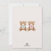 Blue Pink Gold Teddy Bear Gender Reveal Baby Einladung (Rückseite)