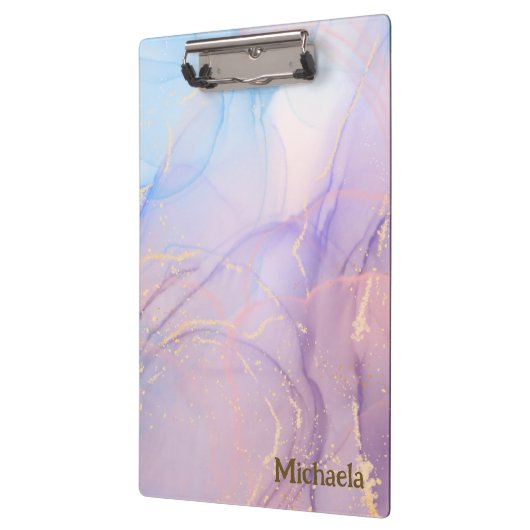 Blue Pink Gold Watercolor Klemmbrett (Links)