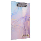 Blue Pink Gold Watercolor Klemmbrett (Rechts)