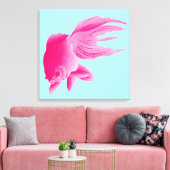 Blue Pink Goldfish Large Modern Pop Leinwanddruck (Insitu (Wohnzimmer))