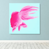 Blue Pink Goldfish Large Modern Pop Leinwanddruck (Insitu (Holzboden))