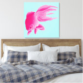 Blue Pink Goldfish Large Modern Pop Leinwanddruck (Insitu (Schlafzimmer))