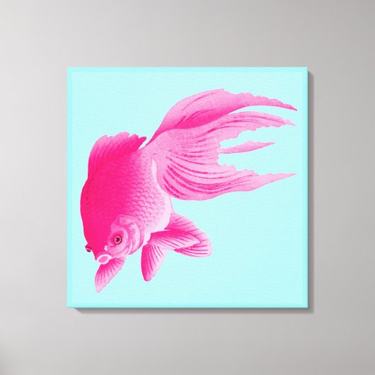 Blue Pink Goldfish Large Modern Pop Leinwanddruck (Vorderseite)