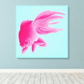 Blue Pink Goldfish Large Modern Pop Leinwanddruck (Insitu (Holzboden))