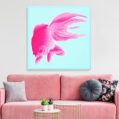 Blue Pink Goldfish Large Modern Pop Leinwanddruck (Insitu (Wohnzimmer))