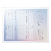 Blue & Pink Gradient Business Order Form Notizblock (Vorderseite)