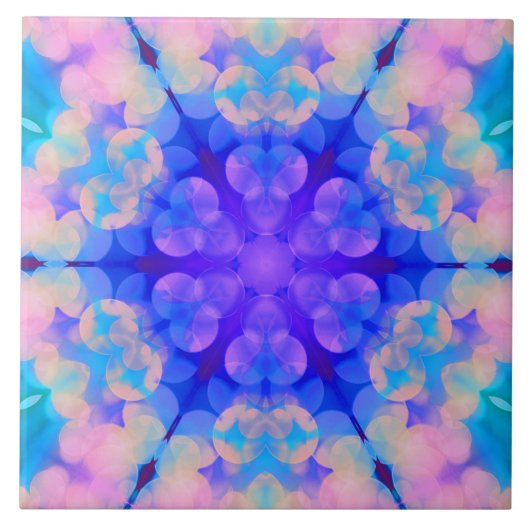 Blue & Pink Gradient Pastell Bubble Art Fliese (Vorderseite)