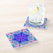 Blue & Pink Gradient Pastell Bubble Art Glasuntersetzer (Schrägansicht)