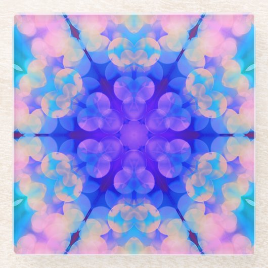 Blue & Pink Gradient Pastell Bubble Art Glasuntersetzer (Vorderseite)