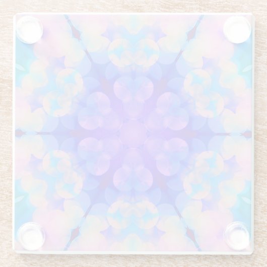 Blue & Pink Gradient Pastell Bubble Art Glasuntersetzer (Rückseite)