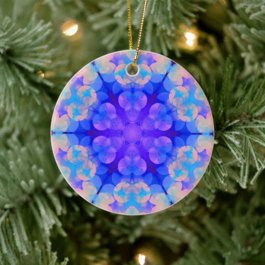 Blue & Pink Gradient Pastell Bubble Art Keramik Ornament (Baum)