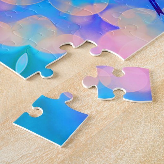 Blue & Pink Gradient Pastell Bubble Art Puzzle (Seite)