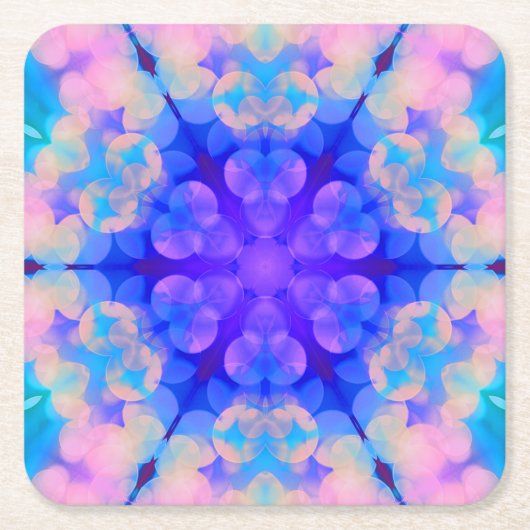 Blue & Pink Gradient Pastell Bubble Art Rechteckiger Pappuntersetzer (Vorderseite)