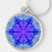 Blue & Pink Gradient Pastell Bubble Art Schlüsselanhänger (Vorne)