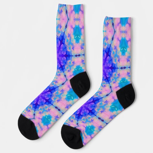 Blue & Pink Gradient Pastell Bubble Art Socken (Linkes Detail)