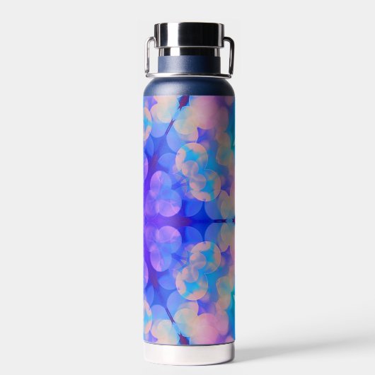 Blue & Pink Gradient Pastell Bubble Art Trinkflasche (Rückseite)