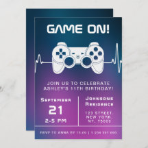 Blue Pink Gradient Video Gamer Gaming Kind Geburts