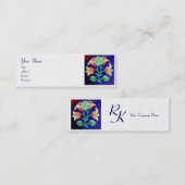 BLUE PINK GREEN FLORAL MONOGRAM White Pearl Mini Visitenkarte (Vorne/Hinten)