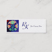 BLUE PINK GREEN FLORAL MONOGRAM White Pearl Mini Visitenkarte (Rückseite)