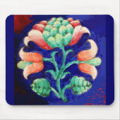 BLUE PINK GREEN FLORAL Stylisierte Fantasy-Blume Mousepad (Vorne)