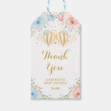 Blue Pink Hot Air Ballon Floral Twin Baby Dusche