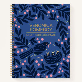 Blue & Pink Illustriert Bird Dankesblatt Notizblock