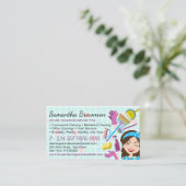 Blue Pink Janitorial Lady Reinigung Ernennung Visitenkarte (Stehend Vorderseite)