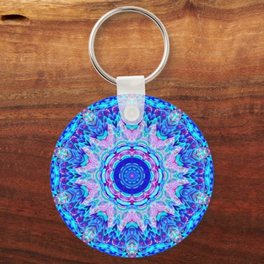Blue Pink Kaleidoscope Keychain Schlüsselanhänger (Vorderseite)