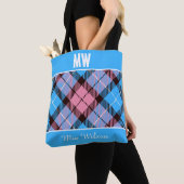 Blue Pink Kariert Tartan Personalisiert Monogram N Tasche (Von Nahem)