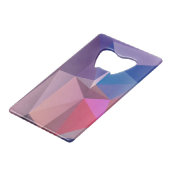 Blue Pink Lila Abstrakte Pyramide Kunst Kreditkarten Flaschenöffner (Rückseite Schrägansicht)