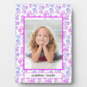 Blue Pink Lila Linked Hearts Gerahmtes benutzerdef Fotoplatte (Vorderseite)