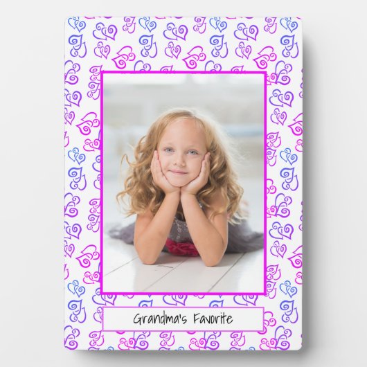 Blue Pink Lila Linked Hearts Gerahmtes benutzerdef Fotoplatte (Vorderseite)