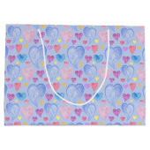BLUE PINK LILA WATERCOLOR HERZEN GROßE GESCHENKTÜTE (Rückseite)