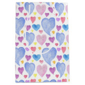 BLUE PINK LILA WATERCOLOR HERZEN MITTLERE GESCHENKTÜTE (Vorderseite)