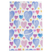 BLUE PINK LILA WATERCOLOR HERZEN MITTLERE GESCHENKTÜTE (Rückseite)