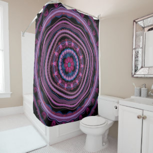 Blue Pink Lilac Mandala Duschvorhang