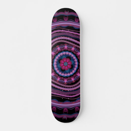 Blue Pink Lilac Mandala Skateboard (Vorne)