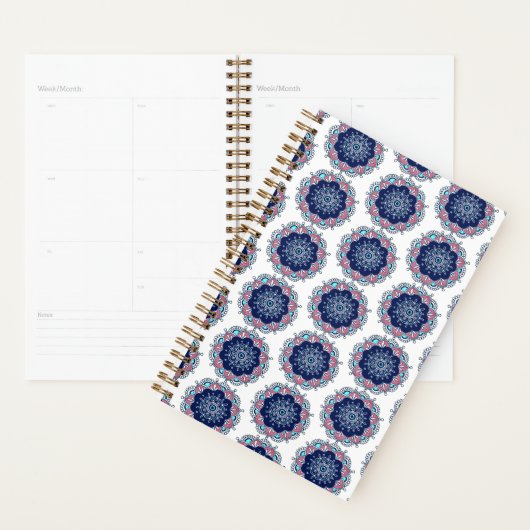 Blue Pink Mandala Pattern Boho Planer (Anzeige)