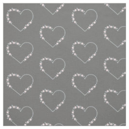 Blue & Pink Minimalist Floral Heart on Grey Stoff