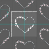 Blue & Pink Minimalist Floral Heart on Grey Stoff (Kachel)