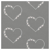 Blue & Pink Minimalist Floral Heart on Grey Stoff (Nahaufnahme)
