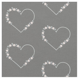 Blue & Pink Minimalist Floral Heart on Grey Stoff