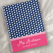 Blue Pink Monogram Polka Dot Spotty Notizblock