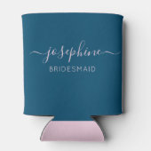 Blue Pink Name Bridesmaid Personalisiert Dosenkühler (Rückseite)
