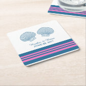 Blue Pink Nautic Seashells Paper Untersetzer (angewinkelt)