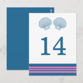Blue Pink Nautic Seashells Table Postcard Postkarte (Vorne/Hinten)