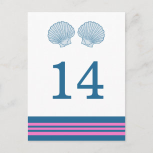 Blue Pink Nautic Seashells Table Postcard Postkarte