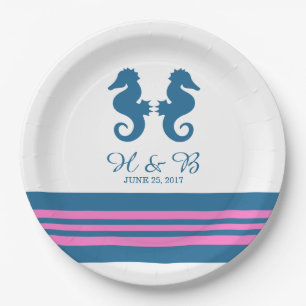Blue Pink Nautic Seepferd Paper Teller